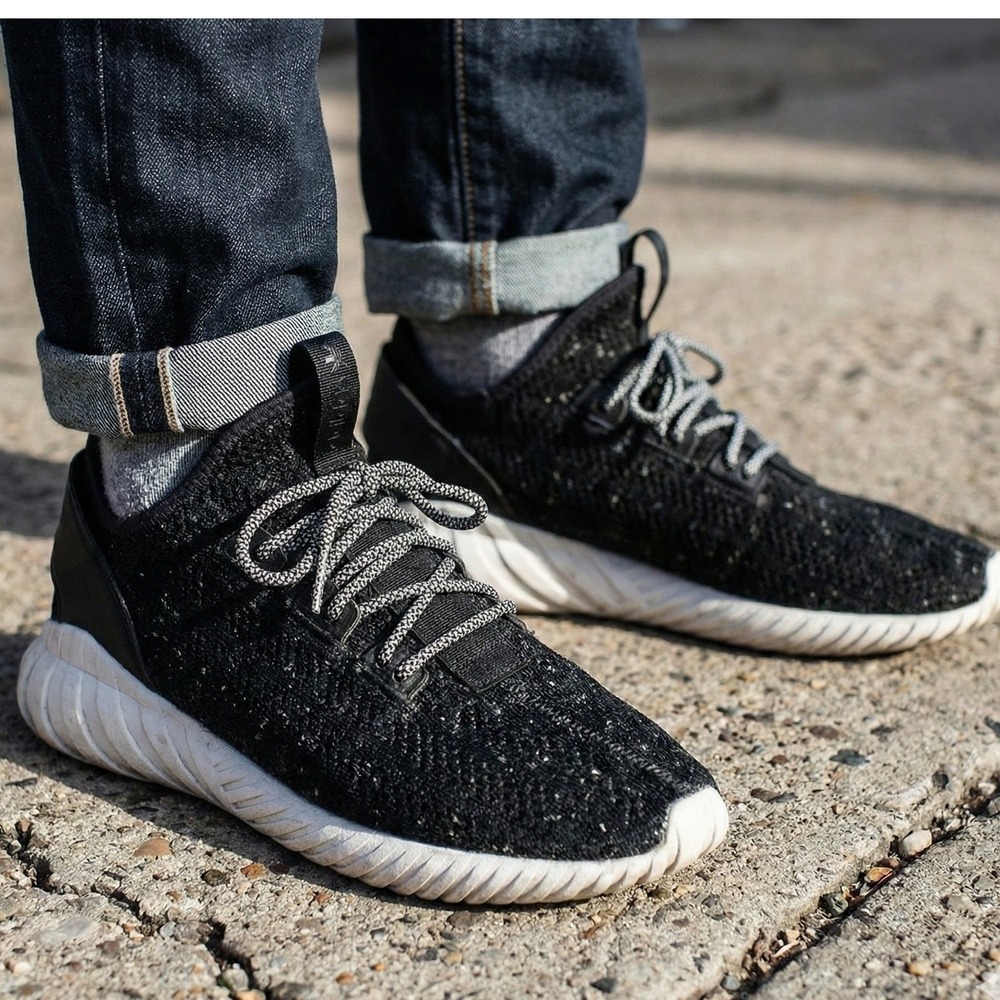 Adidas Tubular Primeknit Black White Running Shoes Sneakers Mens 6.5 Womens 8 - Picture 2 of 12